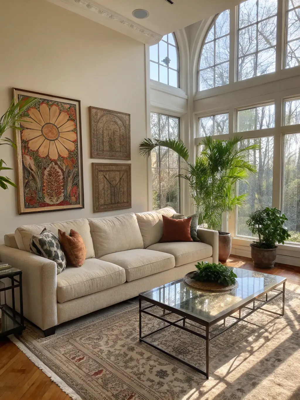 A cozy living room featuring plush carpet flooring, with a focus on its soft texture and inviting atmosphere, highlighting its comfort and sound-dampening qualities.